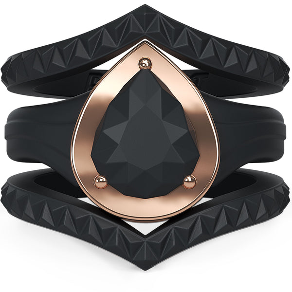 Rinfit Silicone Rings for Women - New Metal-Framed with 2 Stackable Rings - Silicone Diamond Rings Wedding Bands Women